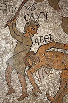Text Prints: Mosaic on the floor of the central nave of Cain killing Abel, Otranto duomo (cathedral)