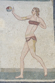 Images Dated 3rd April 2010: Mosaic of girls in bikinis, Villa Romana del Casale, Piazza Armerina, UNESCO World Heritage Site