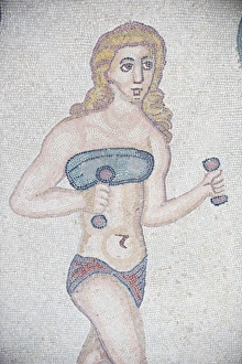 Images Dated 3rd April 2010: Mosaic of girls in bikinis, Villa Romana del Casale, Piazza Armerina, UNESCO World Heritage Site