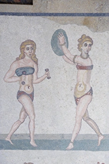 Images Dated 3rd April 2010: Mosaic of girls in bikinis, Villa Romana del Casale, Piazza Armerina, UNESCO World Heritage Site