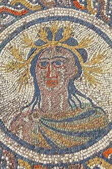 Head And Shoulders Gallery: Mosaic detail from the House of Dionysus, Volubilis, UNESCO World Heritage Site, Morocco