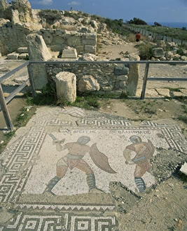 Cyprus Prints: Mosaic, the house of gladiators, Kourion, Cyprus, Europe
