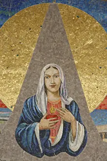 Galilee Prints: Mosaic of Italian Virgin (Madonna delle lacrime di Siracusa), Annunciation Basilica