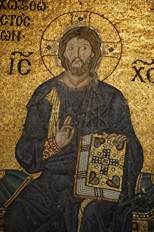 Depiction Prints: Mosaic of Jesus blessing and holding the Bible, Hagia Sophia, Istanbul, Turkey, Europe
