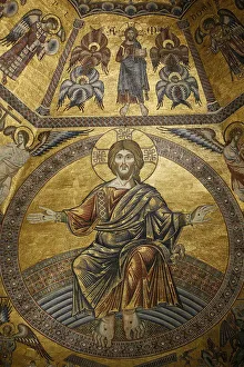 Duomo Prints: Mosaic of Jesus Christ in Baptistery of Duomo, Florence, Tuscany, Italy, Europe