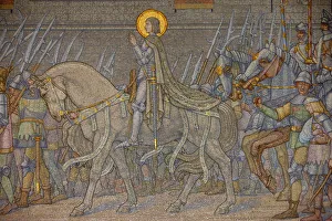 Basilica Prints: Mosaic of Joan of Arc uncovered in 1917, Fourviere Basilica, Lyon, Rhone, France, Europe