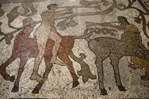 Images Dated 27th July 2009: Mosaic of riders on the floor of the central nave, Otranto Duomo, Otranto, Lecce, Apulia