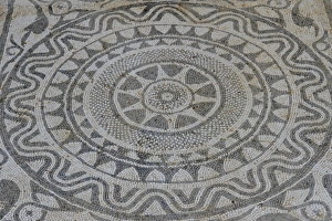 Circles Prints: Mosaic in Roman villa, Risan, Kotor Bay, UNESCO World Heritage Site, Montenegro, Europe