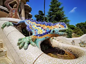 Antoni Gaudi Prints: Mosaic Salamander, Park Guell, UNESCO World Heritage Site