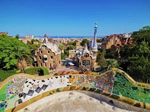 Antoni Gaudi Prints: Mosaic Serpentine Bench at the Main Terrace