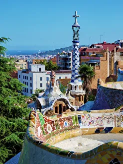 Antoni Gaudi Prints: Mosaic Serpentine Bench at the Main Terrace