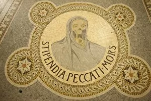 Images Dated 8th December 2008: Mosaic of skull depicting Stipendium peccati mors (the wages of sin is death)