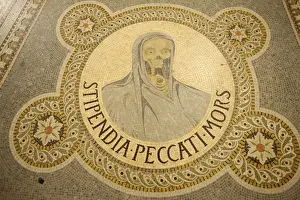 Lyon Prints: Mosaic of skull depicting Stipendium peccati mors (the wages of sin is death