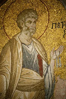 Mosaics Prints: Mosaic of St. Peter, Church of St. Saviour in Chora, Istanbul, Turkey, Europe