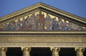 Traditionally Hungarian Prints: Mosaic of St. Stephen on front of the Art Exhibition Hall