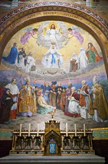 Basilica Prints: Mosaic of the The Coronation of the Virgin by Wencker dating from 1907