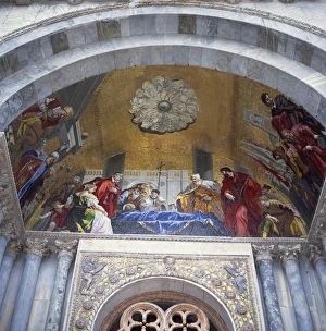 Basilicas Prints: Mosaic of the translation of St. Mark inside St. Marks Basilica, Venice