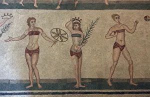 Sicily Prints: Mosaic, Villa Romana Del Casale, Piazza Armerina, UNESCO World Heritage Site, Sicily