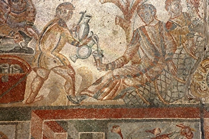 Typically Prints: Mosaic, Villa Romana del Tellaro, Noto, Sicily, Italy, Europe
