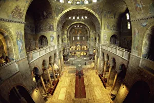 Basilica Prints: Mosaics cover the walls beneath the Ascension Dome