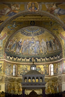 Mosaics Prints: Mosaics inside the church of Santa Maria in Trastevere, Piazza Santa Maria in Trastevere