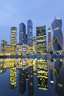Typically Russian Prints: Moscow City skyscrapers, Moscow, Russia, Europe