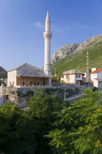 Mostar Prints: Mosque, Old Town, Mostar, Herzegovina, Bosnia Herzegovina, Europe