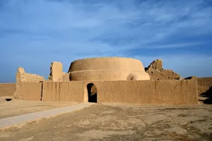 Traditionally Chinese Prints: Mosque in the ruined ancient Silk Road oasis city of Gaochang, Taklamakan desert