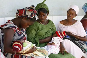 Senegal Prints: Mothers in a dispensary, Garage-Bentenier, Thies, Senegal, West Africa, Africa