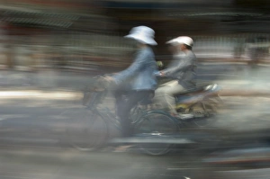 Images Dated 25th January 2000: Motor bike and cyclist