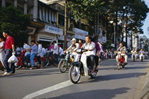 Saigon Prints: Motorbikes on Le Loi Boulevard in downtown area