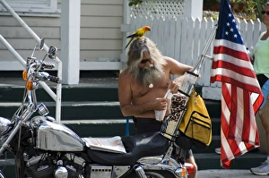 Humor Prints: Motorcyclist with bird on head