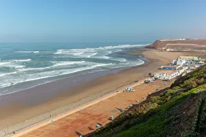 Agadir Prints: Motorhomes in camping site next to Atlantic Ocean