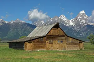 The Moulton Barn on Mormon Row with the Grand Tetons range in background