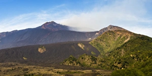 Mount Etna Prints: Mount Etna Volcano, with a lava field in the foreground