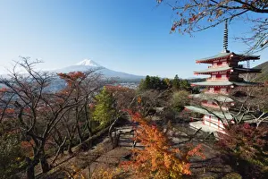 Stereotypically Japanese Prints: Mount Fuji 3776m and Arakura Sengen Jinja Shinto shrine