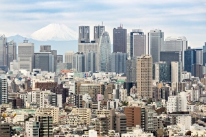 Shinjuku Prints: Mount Fuji and the Shinjuku district skyscraper skyline, Tokyo, Japan, Asia
