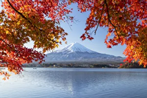 Mount Fuji, UNESCO World Heritage Site, and Lake Kawaguchi, Yamanashi Prefecture, Honshu
