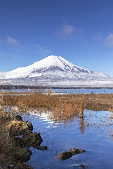 Mount Fuji, UNESCO World Heritage Site, and Lake Yamanaka, Yamanashi Prefecture, Honshu