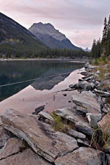 Mount Kerkeslin reflected in Horseshoe Lake at dawn, Jasper National Park Mount Kerkeslin reflected in Horseshoe Lake at dawn, Jasper National Park