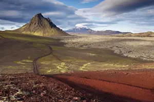Lava Prints: Mount Krakatindur, 858 m, standing solitary in the Nyjahraun lava field