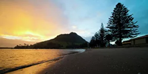 Vacations Prints: Mount Maunganui sunset, Tauranga, North Island, New Zealand, Pacific