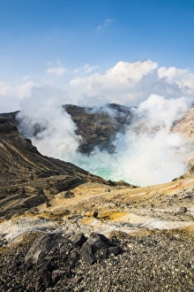 Kyushu Prints: Mount Naka active crater lake, Mount Aso, Kyushu, Japan, Asia
