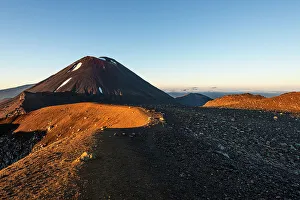 Australasia Prints: Mount Ngauruhoe during sunrise and sunsrise on Mount Tongariro