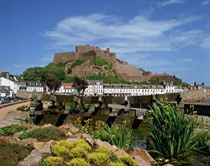 Mount Orgueil Prints: Mount Orgueil Castle above Gorey