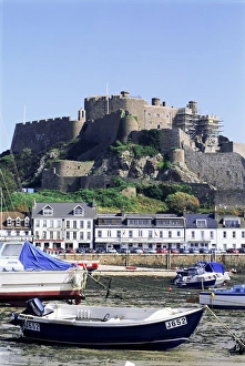 Mount Orgueil Castle and harbour, Gorey, Grouville, Jersey, Channel Islands