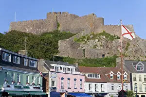 Mount Orgueil Prints: Mount Orgueil Castle, overlooking Grouville Bay in Gorey, Jersey, Channel Islands