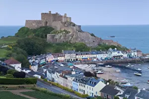 Mount Orgueil Castle, overlooking Grouville Bay in Gorey, Jersey, Channel Islands
