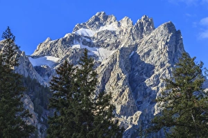 Mount Owen and pines from Cascade Canyon, Grand Teton National Park, Wyoming, United States of America, North America