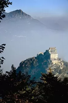 Images Dated 18th October 2007: Mount Pirchiriano and Sacra di San Michele (Saint Michaels Abbey)